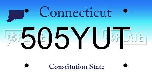505YUT Connecticut License Plate
