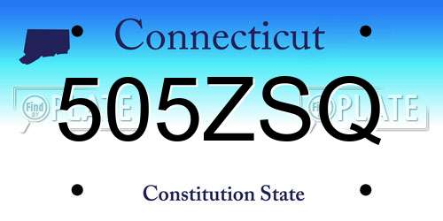 505ZSQ Connecticut License Plate