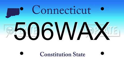 506WAX Connecticut License Plate