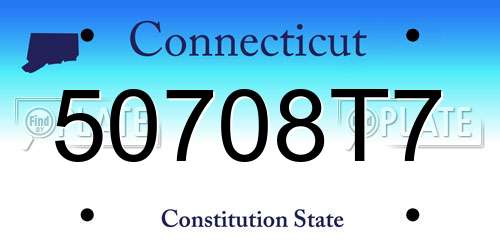 50708T7 Connecticut License Plate
