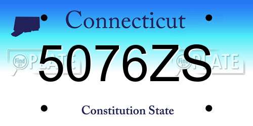 5076ZS Connecticut License Plate