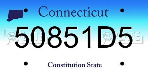 50851D5 Connecticut License Plate
