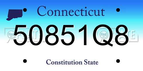 50851Q8 Connecticut License Plate