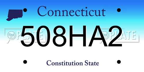 508HA2 Connecticut License Plate