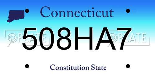 508HA7 Connecticut License Plate
