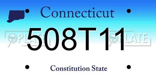 508T11 Connecticut License Plate