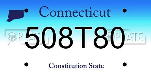 508T80 Connecticut License Plate