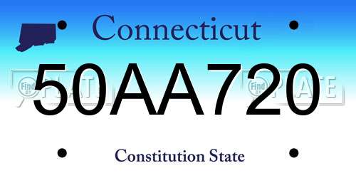 50AA720 Connecticut License Plate