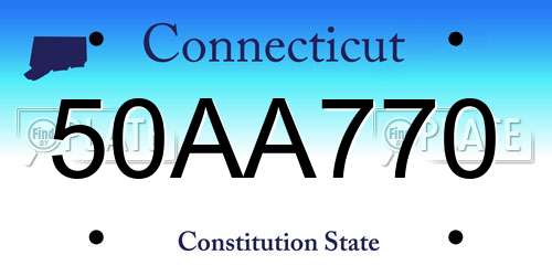 50AA770 Connecticut License Plate