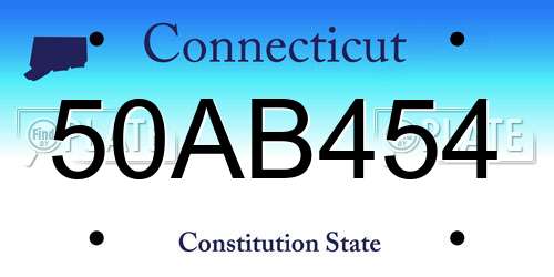 50AB454 Connecticut License Plate