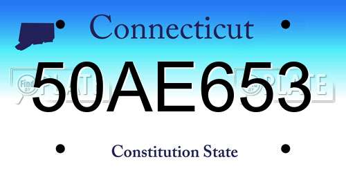 50AE653 Connecticut License Plate
