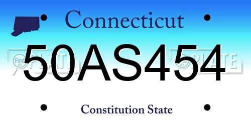 50AS454 Connecticut License Plate