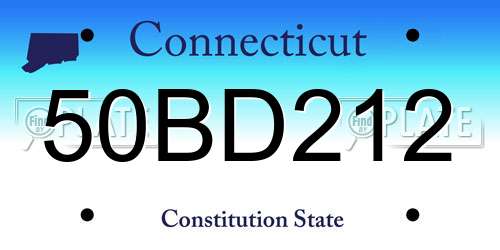 50BD212 Connecticut License Plate