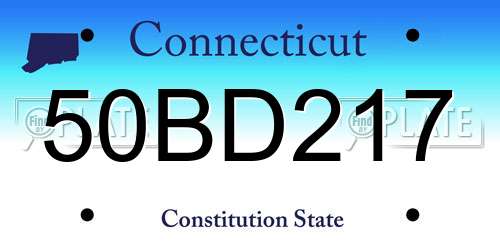 50BD217 Connecticut License Plate