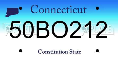 50BO212 Connecticut License Plate