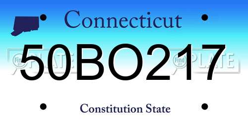 50BO217 Connecticut License Plate