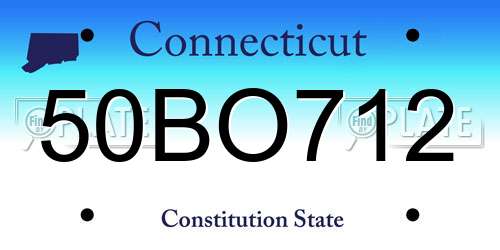50BO712 Connecticut License Plate
