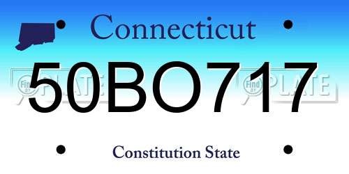 50BO717 Connecticut License Plate