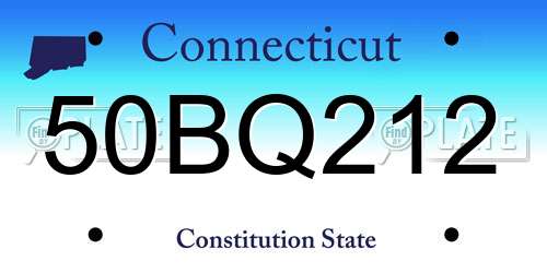 50BQ212 Connecticut License Plate