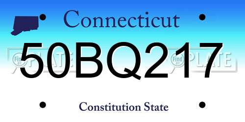 50BQ217 Connecticut License Plate