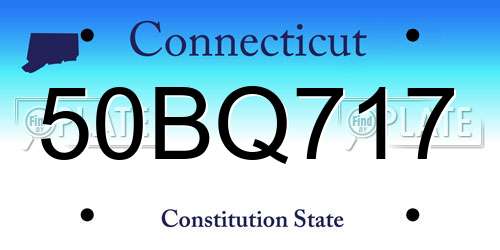 50BQ717 Connecticut License Plate