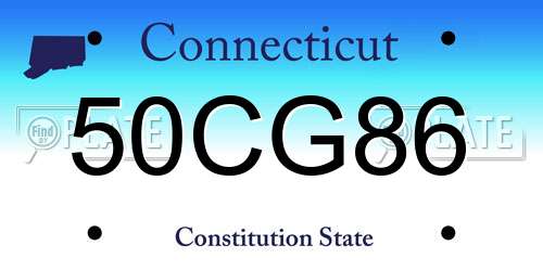 50CG86 Connecticut License Plate