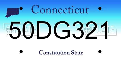50DG321 Connecticut License Plate