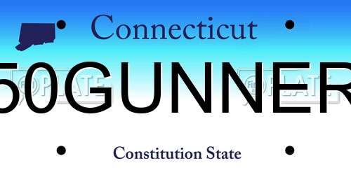 50GUNNER Connecticut License Plate