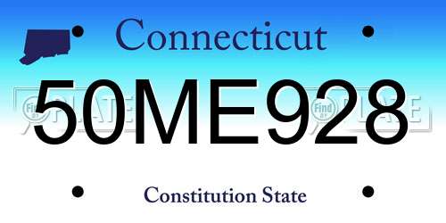 50ME928 Connecticut License Plate