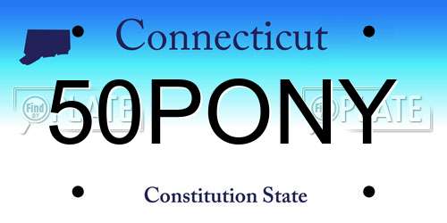 50PONY Connecticut License Plate