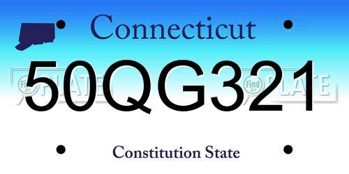 50QG321 Connecticut License Plate