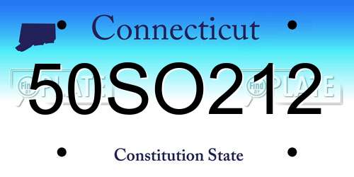 50SO212 Connecticut License Plate