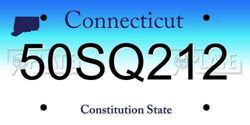 50SQ212 Connecticut License Plate