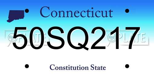50SQ217 Connecticut License Plate