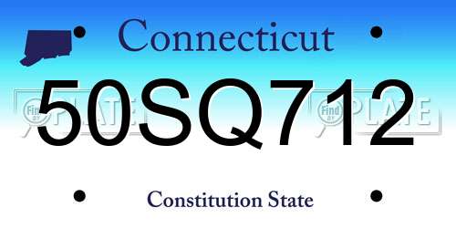 50SQ712 Connecticut License Plate