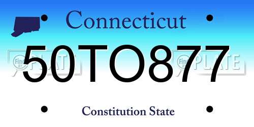 50TO877 Connecticut License Plate