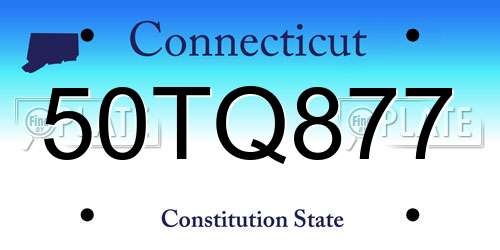 50TQ877 Connecticut License Plate