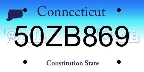 50ZB869 Connecticut License Plate