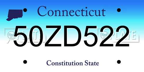 50ZD522 Connecticut License Plate
