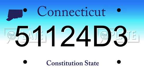 51124D3 Connecticut License Plate