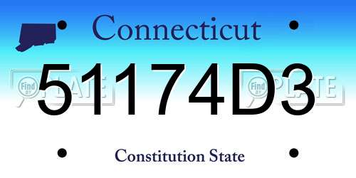 51174D3 Connecticut License Plate