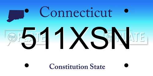 511XSN Connecticut License Plate