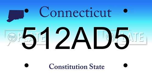 512AD5 Connecticut License Plate