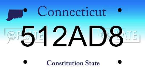 512AD8 Connecticut License Plate