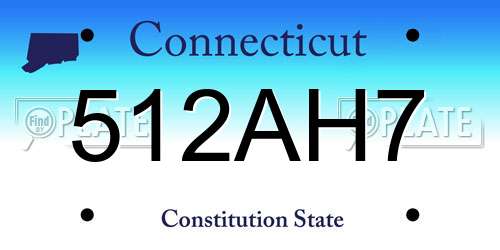 512AH7 Connecticut License Plate