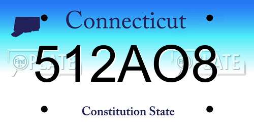 512AO8 Connecticut License Plate