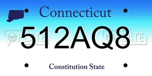 512AQ8 Connecticut License Plate