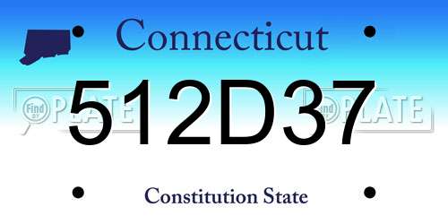 512D37 Connecticut License Plate
