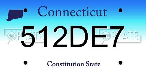 512DE7 Connecticut License Plate