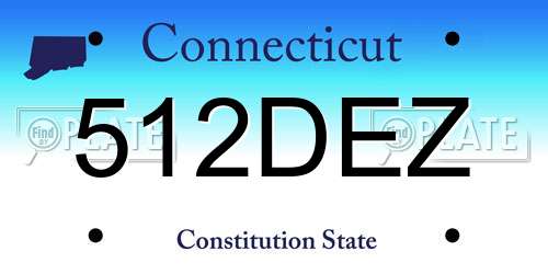 512DEZ Connecticut License Plate